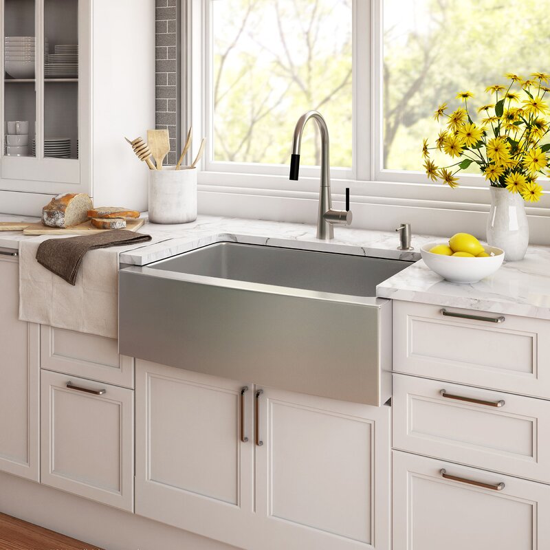 33%2522 X 21%2522 Farmhouse Kitchen Sink With Drain Assembly 
